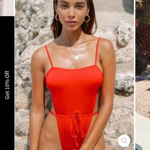 Monica Hansen Beachwear- bardot one piece in RED